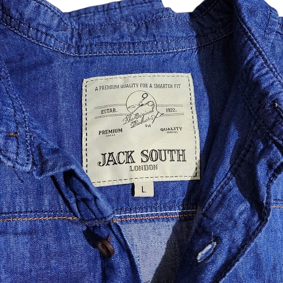 Casual Blue Button Down Shirt with Textured Cotton - Picture 6 of 6